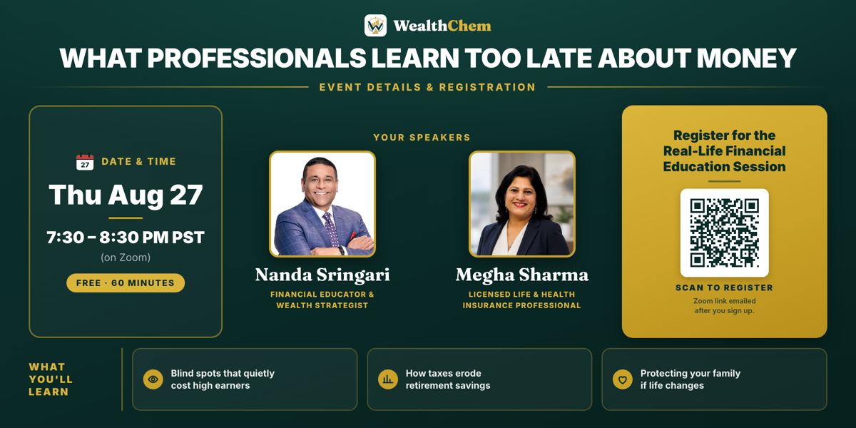 What Professionals Learn Too Late About Money — event flyer